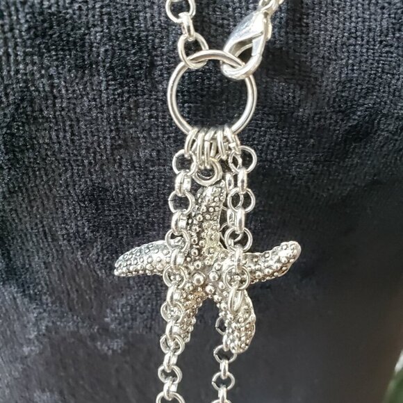 Womens Silver Tone Starfish Pendant Cable Chain Necklace with Lobster Clasp - Picture 3 of 5
